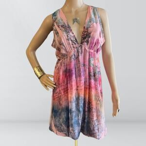 Daniel Benjamin Pink Floral Collage Print Dress